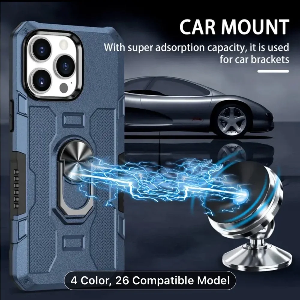 iPhone 15 Pro Phone Case Magnetic 360* Rotating Ringstand Unisex Blue